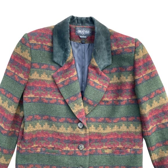 Vintage Braetan Wool Western Jacket Suede Collar Southwestern Ranch Blazer-M - Picture 2 of 13